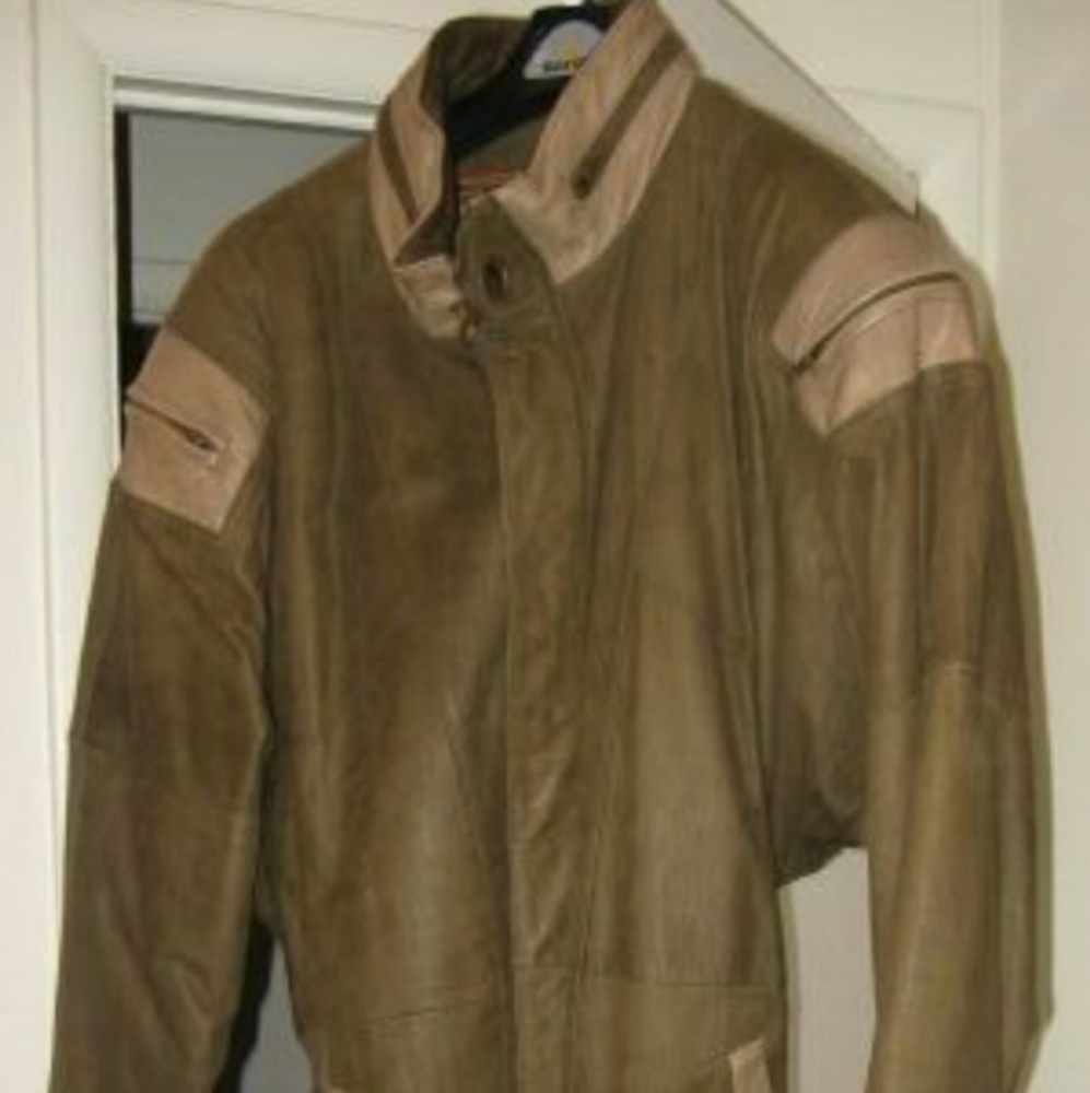 Landing full length leather men coat size L